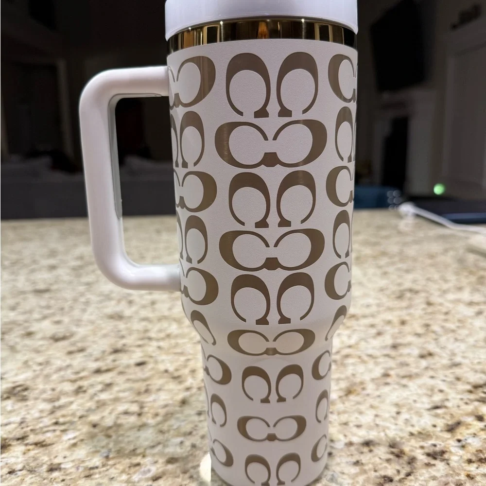 Stanley White with Gold Patterns Mug